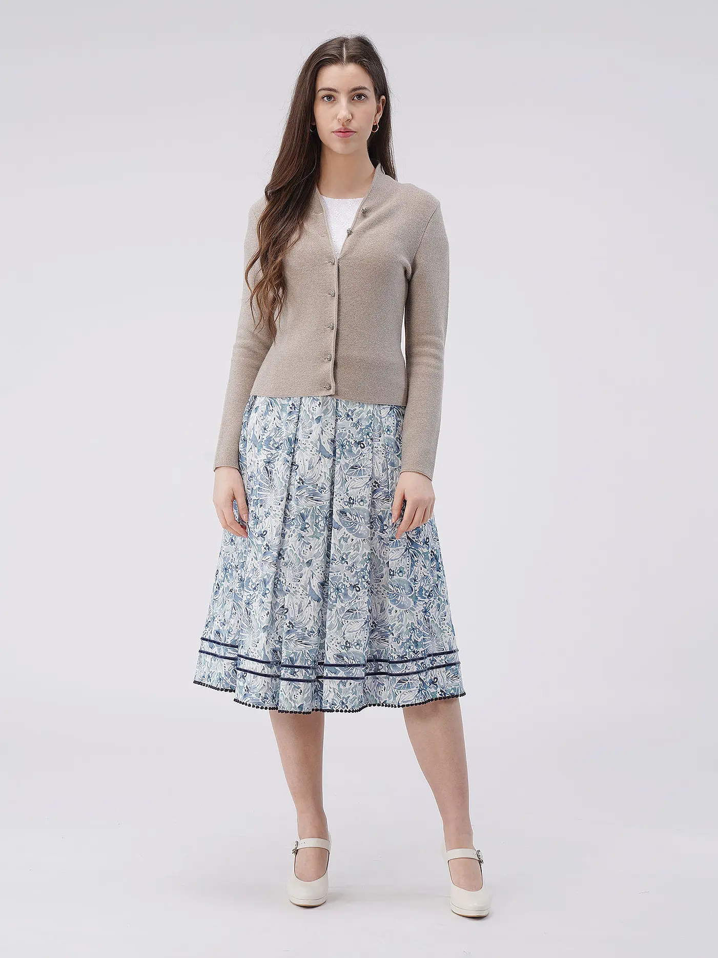 GOTTSEIDANK | Trachten Strickjacke Slim Fit ANNA | creme